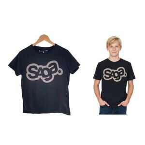 Saga Outerwear Tek T-Shirt Kids Small Black Gray Logo Snowboarding Skiing